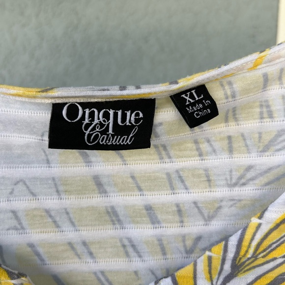 Onque Casual V-neck 3/4 Sleeves Popover Stretchy Top Size XL - Picture 3 of 4